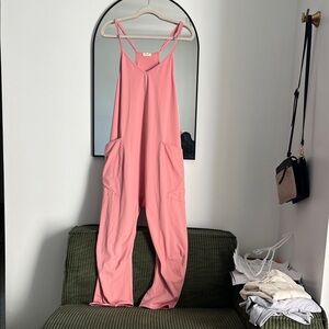 🎊5/$50 Casual Pink Wide-Leg Strappy Jumpsuit with Pockets